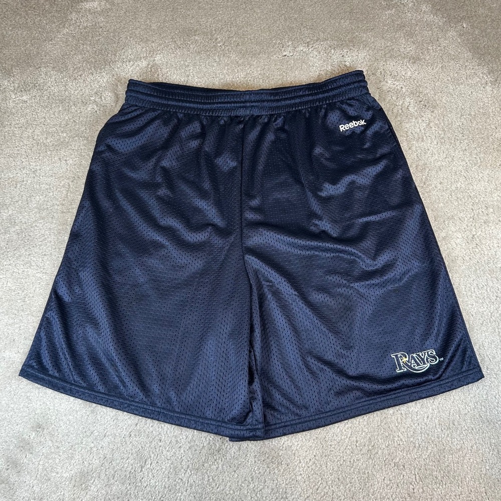 Vintage Reebok Mesh Shorts Mens XL Navy‎ Tampa Bay Rays MLB Athletic Basketball